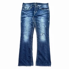 Women’s Y2K Big Star Dark Wash Liv Boot Cut Blue Denim Jeans Size 30