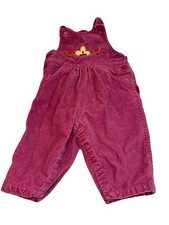 Vintage Carters Pink Purple Overalls 9-12m Y2K Velvet Cotton 90s Magenta