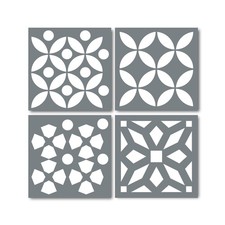 Pack of 4 Tile Stencil Set 8 x 8 inches , Moroccan Pattern, Reusable Stencil...