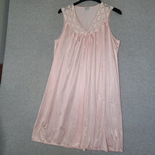Vintage Vanity Fair Set Womens Medium Nightgown Robe & Belt Pink Lace 2 Piece - Picture 3 of 21