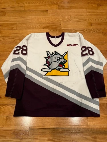 Rare game-worn 1999 University of Minnesota-Duluth Bulldogs hockey jersey.