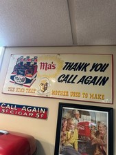 Vintage Ma's Root Beer Metal Sign Excellent