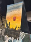 ACEO Original Cactus Sun Desert Landscape By Crystal Valentine Painting Mini Art — photo 2