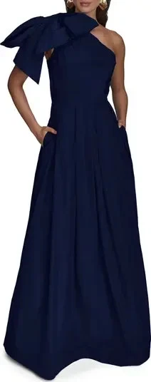 open lace back dress Floral Jacquard One Shoulder Ball Gown | Gown