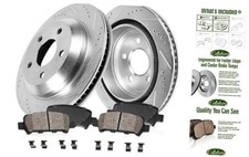 Rear Drilled Slotted Brake Disc Rotors and Ceramic Brake Pads Hardware
