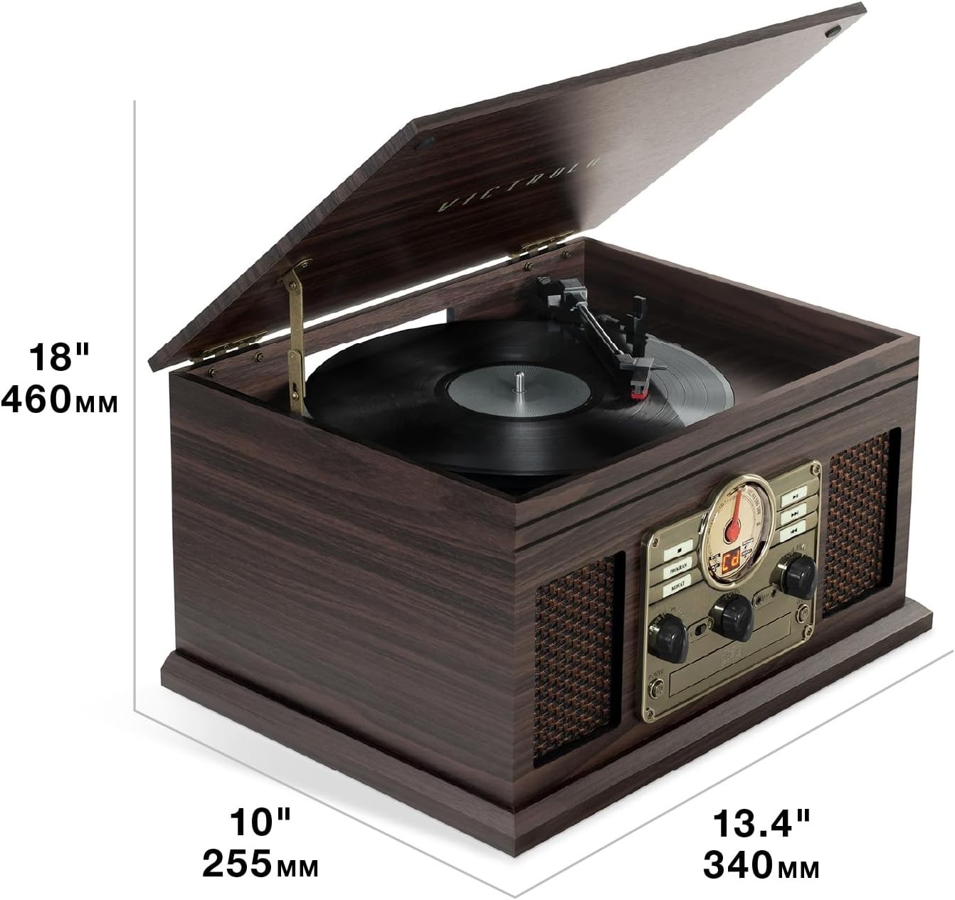 Retro Bluetooth Record Player - 3-Speed Turntable - Mahogany