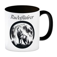 Wolf Im Mondschein RudelfüHrer Kaffeebecher In Schwarz