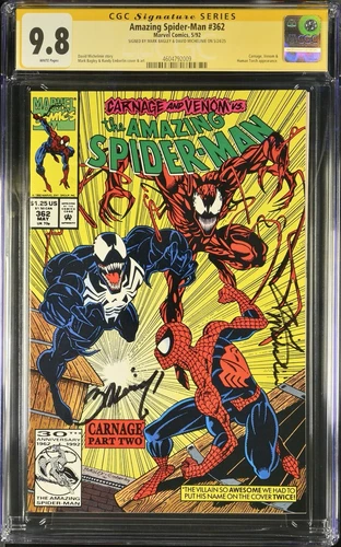Amazing Spider-man 362 Cgc 9.8 1992 SS Signed Mark Bagley David Michelinie