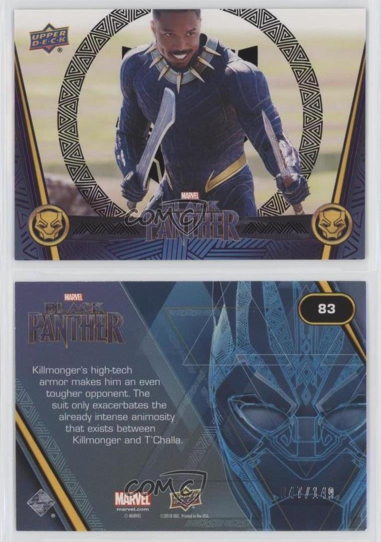 2018 Upper Deck Marvel Black Panther Black 47/149 Killmonger's New Suit #83 0x29 thumbnail 3