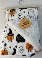 Modern Baby Halloween Blanket Infant Reversible Pumpkins Ghosts Super Soft NEW