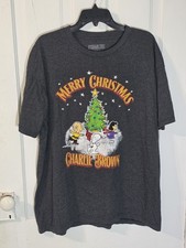 Charlie Brown/ Peanuts XL Mens Gray Merry Christmas T- Shirt