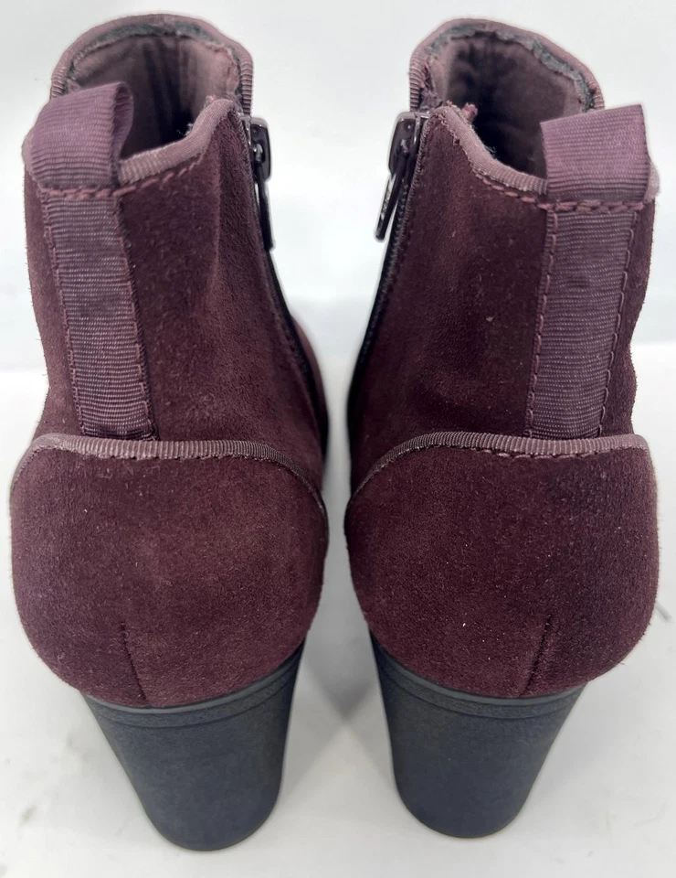 Botas Clarks Meera Yew para mujer talla 7,5 borgoña gamuza cuero cremallera lateral Foto 4 de 4