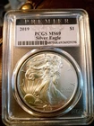 2019 $1 PCGS MS69 Premier Label 1 Oz Silver Eagle Type 1
