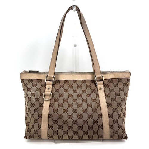 GUCCI Pre-Owned Abbey Gg Pattern Canvas Handbag Gold
