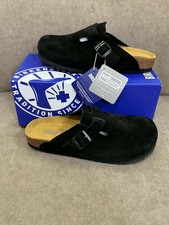 Birkenstock Boston Soft Footbed Suede Leather Black Clog Unisex Shoes New