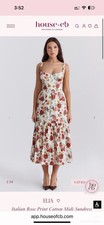 house lf cb Elia Italian Rose Print Cotton Midi Sundress Size M a-c Cup