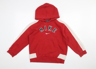 Nike Boys Red Pullover Hoodie Size L 10-12 Cotton Blend with Logo Design