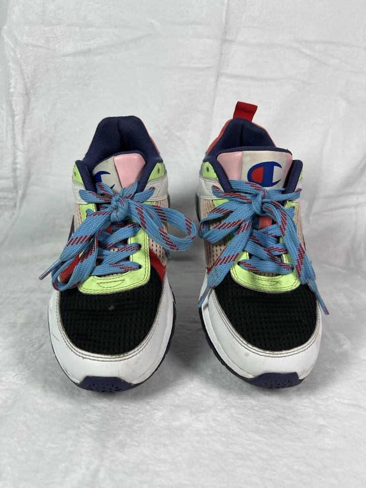 Champion Block Tenis Zapatos 93 Eighteen SP BLOCK Cuero Blanco 7w Azul Rosa Rojo Foto 2 de 4