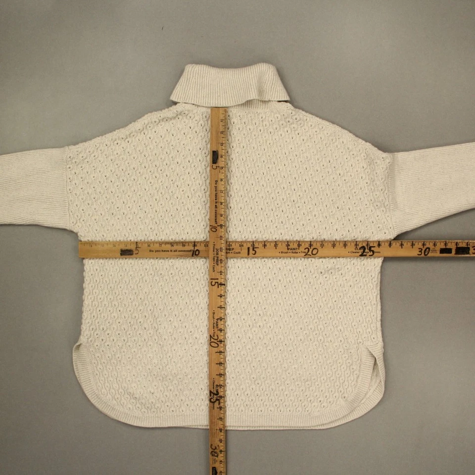 Suéter para mujer JJill mezcla de lana pescador tejido con cable cuello alto talla XL marfil Foto 3 de 4