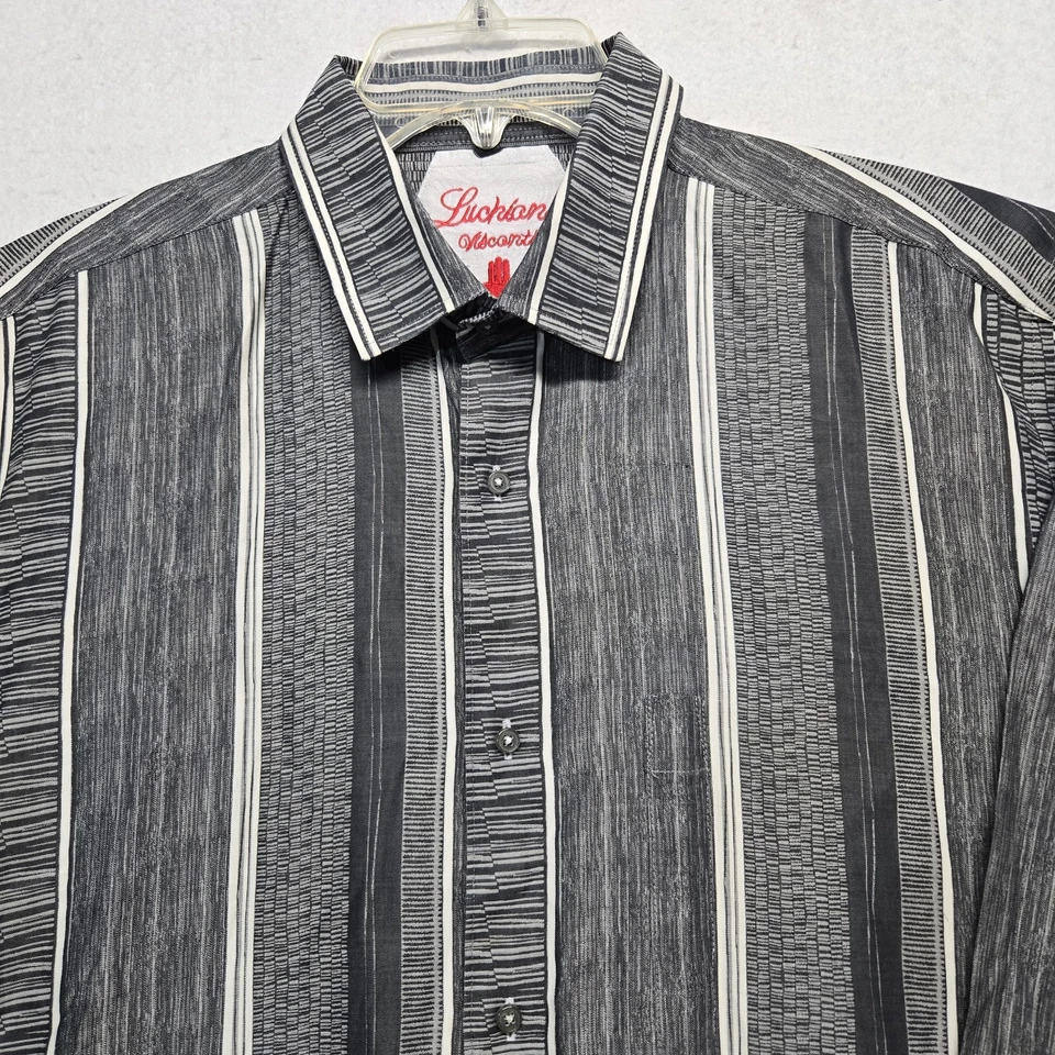 luchiano visconti shirt strped gray and black mens size xl - Imagem 2 de 4