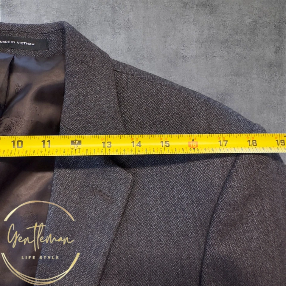 Blazer Abrigo Deportivo KENNETH COLE Calce Ajustado Para Hombre Chaqueta de Dos Botones 40L LANA Marrón Foto 4 de 4