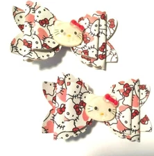 Red and Pink (red bow) Faux Leather Inspired Set of Pig Tail hair bows