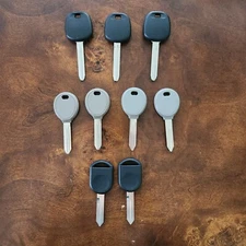 Mixed Lot of 9 -  Ignition Key Blanks For Unknown Year/Make/Model