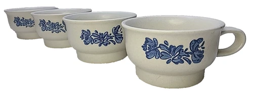 Pfaltzgraff Yorktowne Stoneware Soup Mugs Set of 4 Coffee Cups Handle Vintage