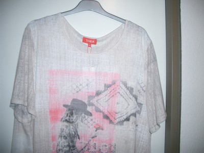 Thea42 plus - T-Shirt   56 Beige m. Print sehr apart NAGELNEU 