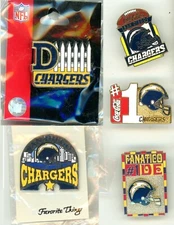 Chargers Vintage Pin Choice 5 Pins Some new on card San Diego NFL PDI Aminco