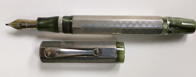 Montegrappa Privilege Deco 925 Silver Green Pearl Large Fountain