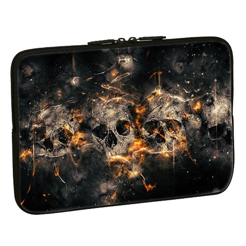 Laptop-Tasche Damen & Herren – Blumen & Totenkopf-Motiv, 40x30x7,5 Cm, Verstellbarer Gurt