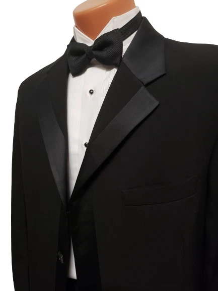 Jaqueta smoking preta masculina 4 botões escondidos Claiborne todos os tamanhos casaco estilo mais longo - Imagem 2 de 4