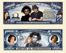 OUR JOHNNY DEPP AS EDWARD SCISSORHANDS MILLION DOLLAR BILL (25 Bills)