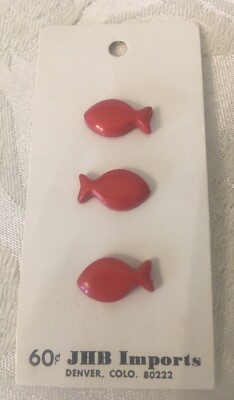 JHB Imports Red Fish Buttons 3 pcs