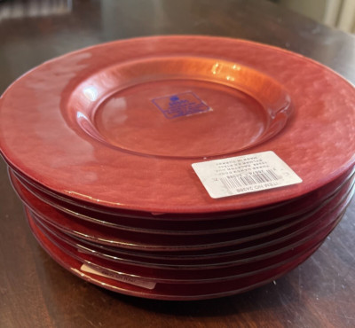 Three Hands Reverse Painted Art Glass Plates Turkey Copper Set 4 Side Salad