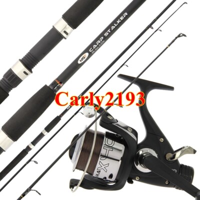 8ft Carp Fishing Stalking rod kit 2pc Rod and Reel Carp Runner Reel  Line UK