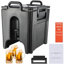Insulated Hot and Cold Beverage Dispenser Server 10 Gallon Food-grade Black