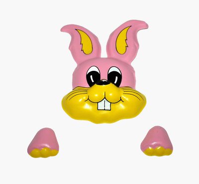 VTG Bunny Rabbit Plastic Mask & Paws Cake Decoration Store Bakery Easter 6''