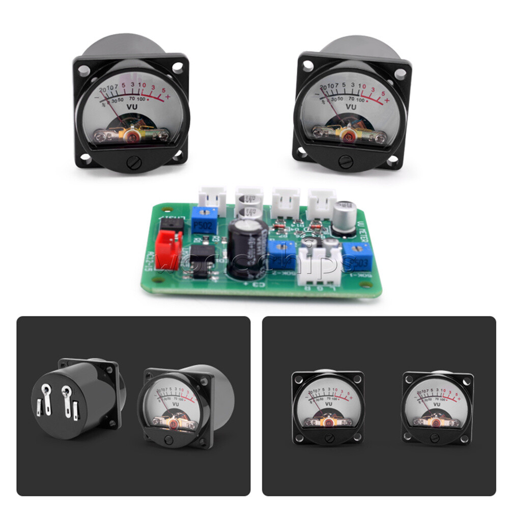 Dual Analog VU Meter DB Panel Noise Level Indicator with Driver PCB for DIY Amplifier