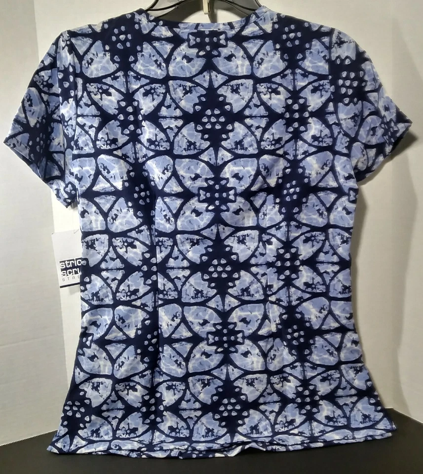 Women's XS Blue Designer Medical Scrub Top V-Neck Comfort Fit Strictly Scrubs - Image 3 of 4