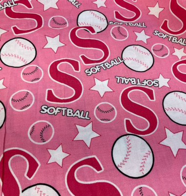 SPRINGS - SOFTBALL ON PINK-- 1 3/4 YARD