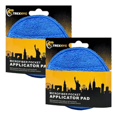 TrexNYC Microfiber Wax Applicator Pads with Finger Pocket, 2-Packs