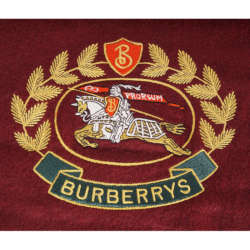 NEW $430 BURBERRY Dark Red 100% CASHMERE Embroidered KNIGHT LOGO CREST  SCARF NWT | eBay