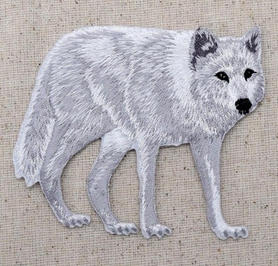 3.25'' White Wolf, Realistic Animals, Embroidered, Iron on Patch