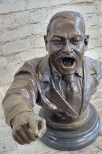 Original Signed Bronze Martin Luther King Jr African American Metal Bust Figure