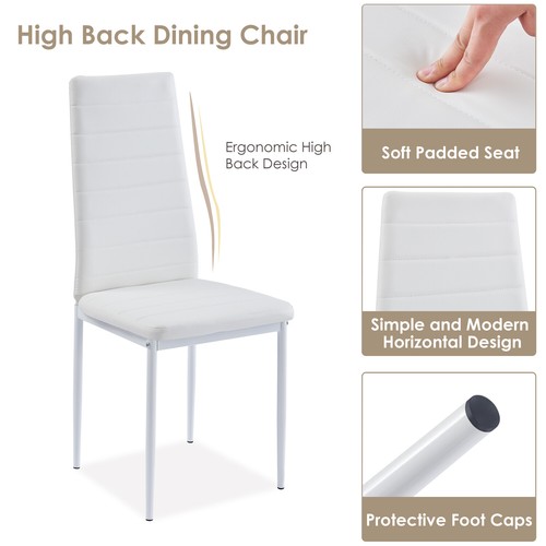 Set of 4pcs High Back PU Leather Seat Padded Dining Chairs Dining Room Kitchen - Picture 15 of 44