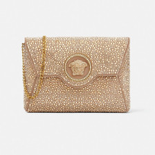 Versace Crystal La Medusa Envelope Clutch Gold