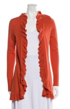 MAGASCHONI 100 CASHMERE Red OrangeOpen Front Sweater Small