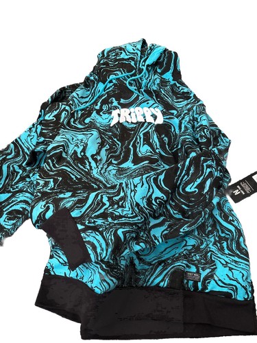 Navy Yard Abstract Design Trippy Teal Blue Hoodie Adult Hooded Sweatshirt Large